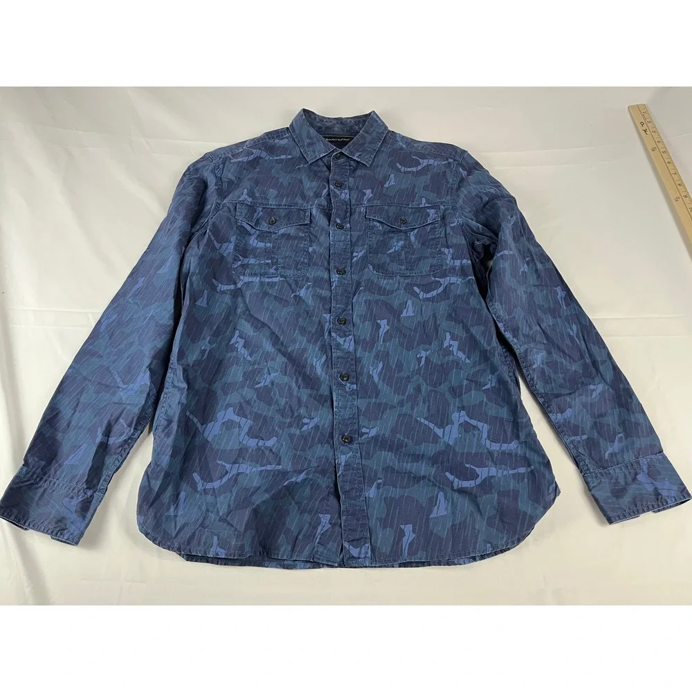 Banana Republic‎ Camden Fit Mens Blue Camo Long Sleeve Button Down Shirt Medium